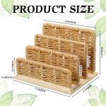 Woven Desk Mail Organizer Upright File Holders Vertical Mail Sorter Small Desk File Organizer Letter Paper Organizer Storage Office Desk Accessories Folder File Sorters for Desktop Home Office - Image 4